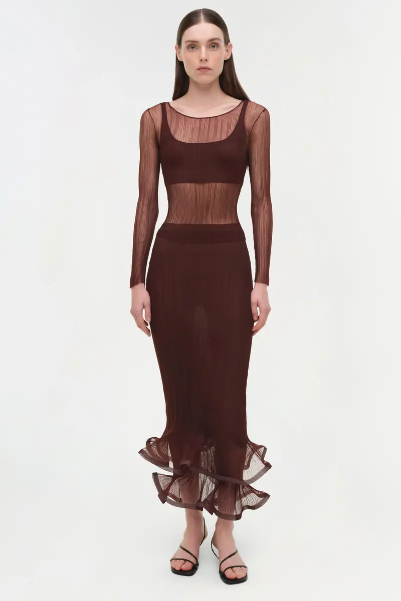 Simkhai Kelso Sheer Plisse Skirt | Thumbnail 5