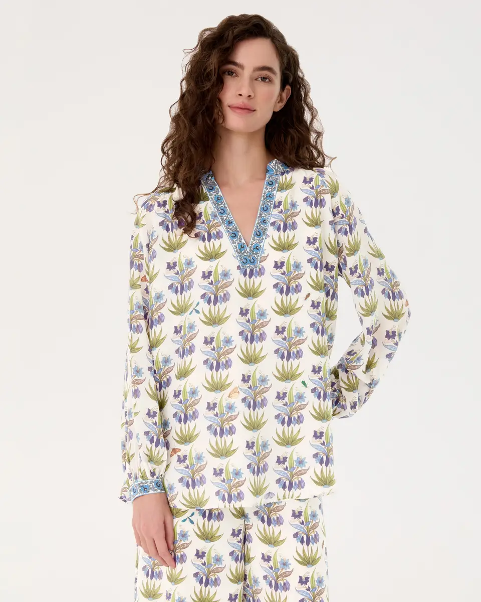 Emporio Sirenuse Ilizia Blouse in Celestine Flower Print | Thumbnail 4 Emporio Sirenuse Ilizia Blouse in Celestine Flower Print | Thumbnail 4