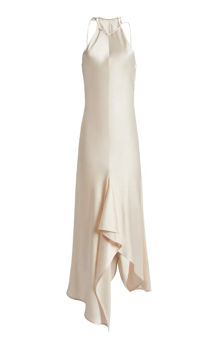 Victoria Beckham Draped Satin Halter Midi Dress | Thumbnail 4 Victoria Beckham Draped Satin Halter Midi Dress | Thumbnail 4
