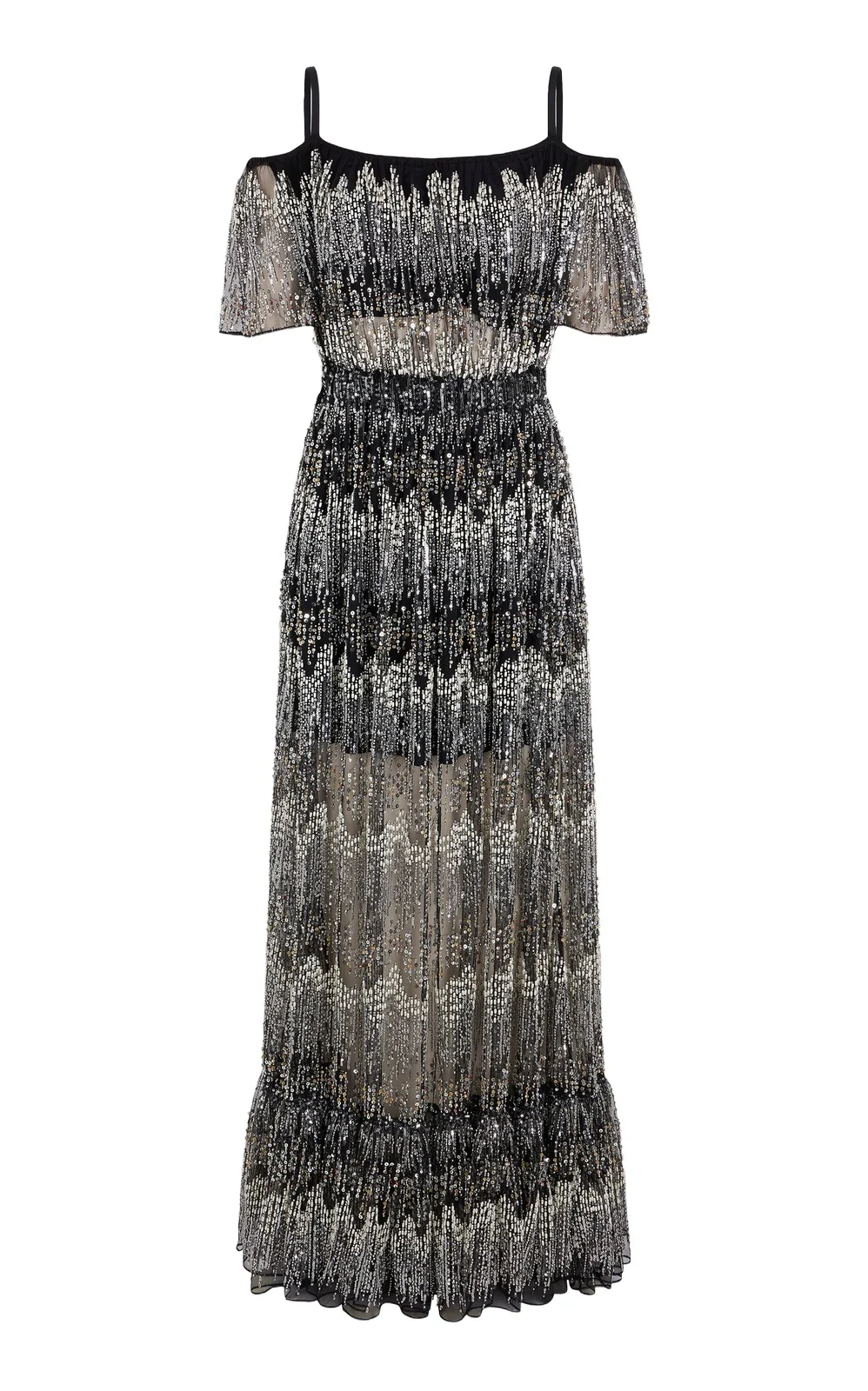 Embroidered Tulle Maxi Dress