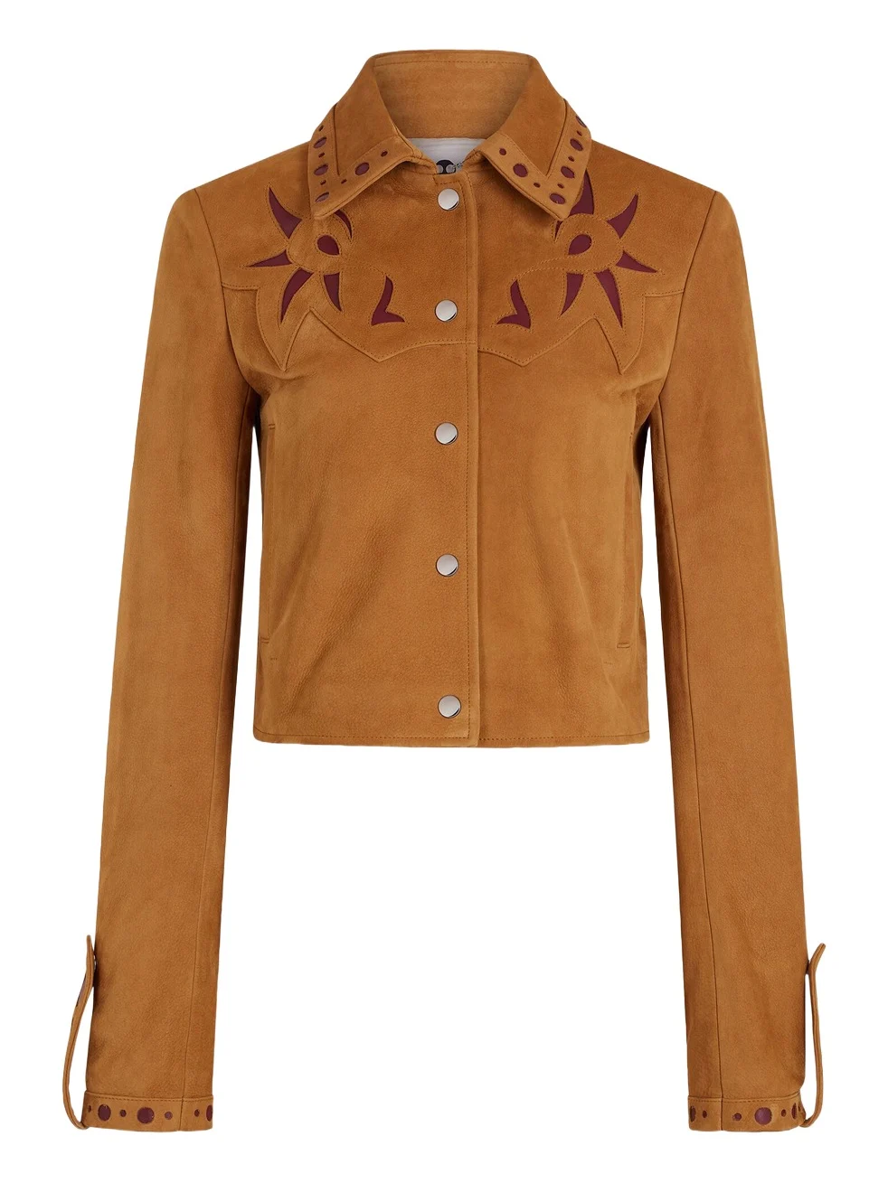 Inlay-Detailed Nubuck Leather Jacket