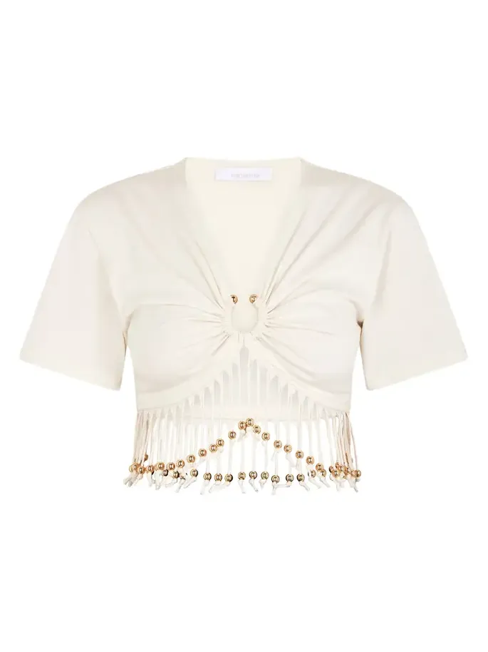 Rabanne Beaded Cotton T-Shirt