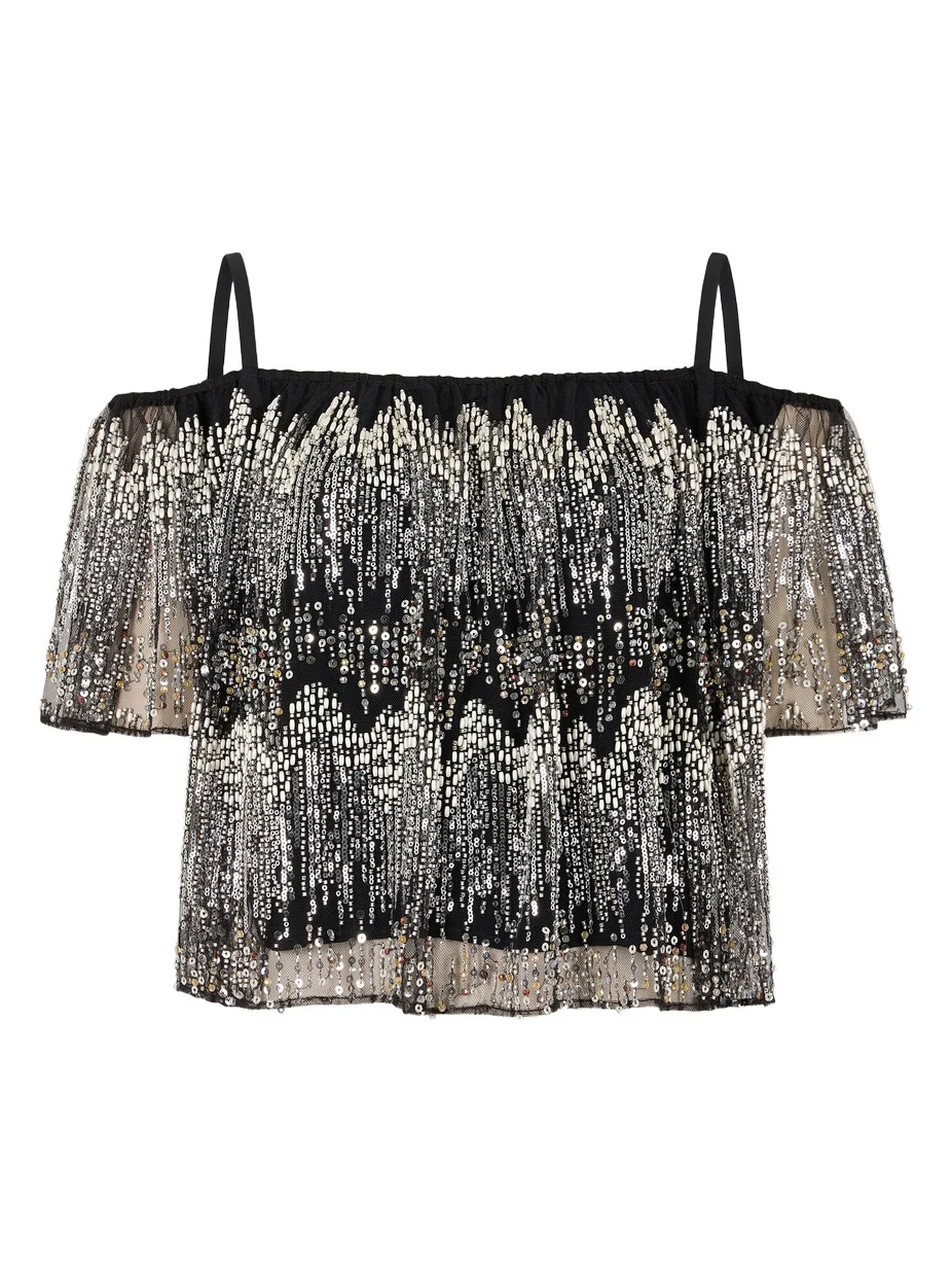 Rabanne Embellished Tulle Top