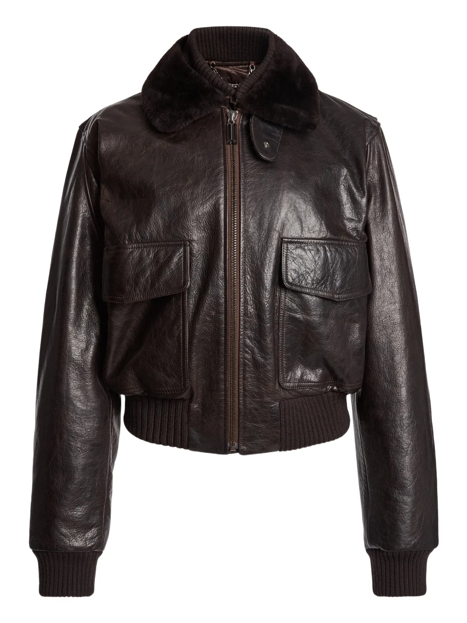 Victoria Beckham Leather Aviator Jacket