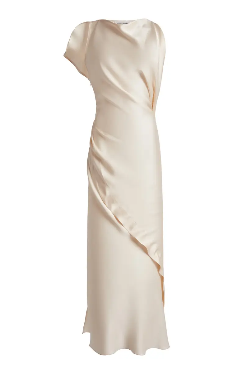 Victoria Beckham Draped Satin Midi Dress | Thumbnail 2 Victoria Beckham Draped Satin Midi Dress | Thumbnail 2