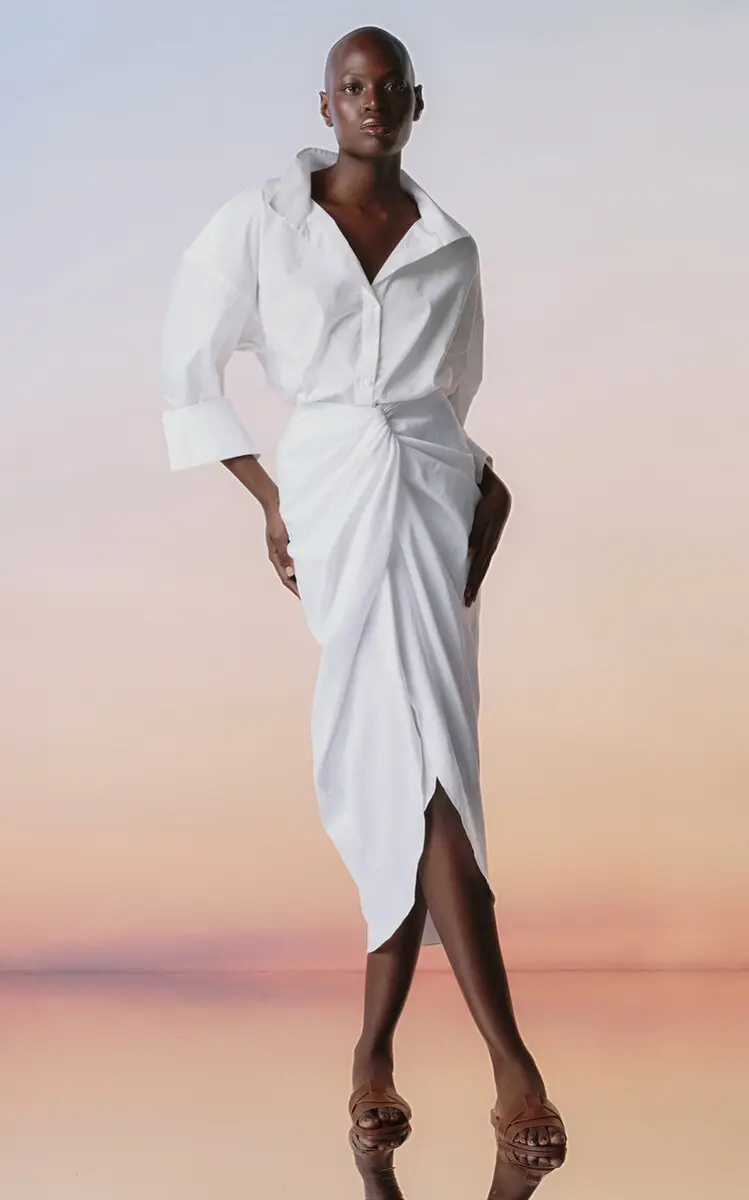 ANDRES OTALORA Cairo Twist-Front Cotton-Poplin Midi Skirt | Thumbnail 2
