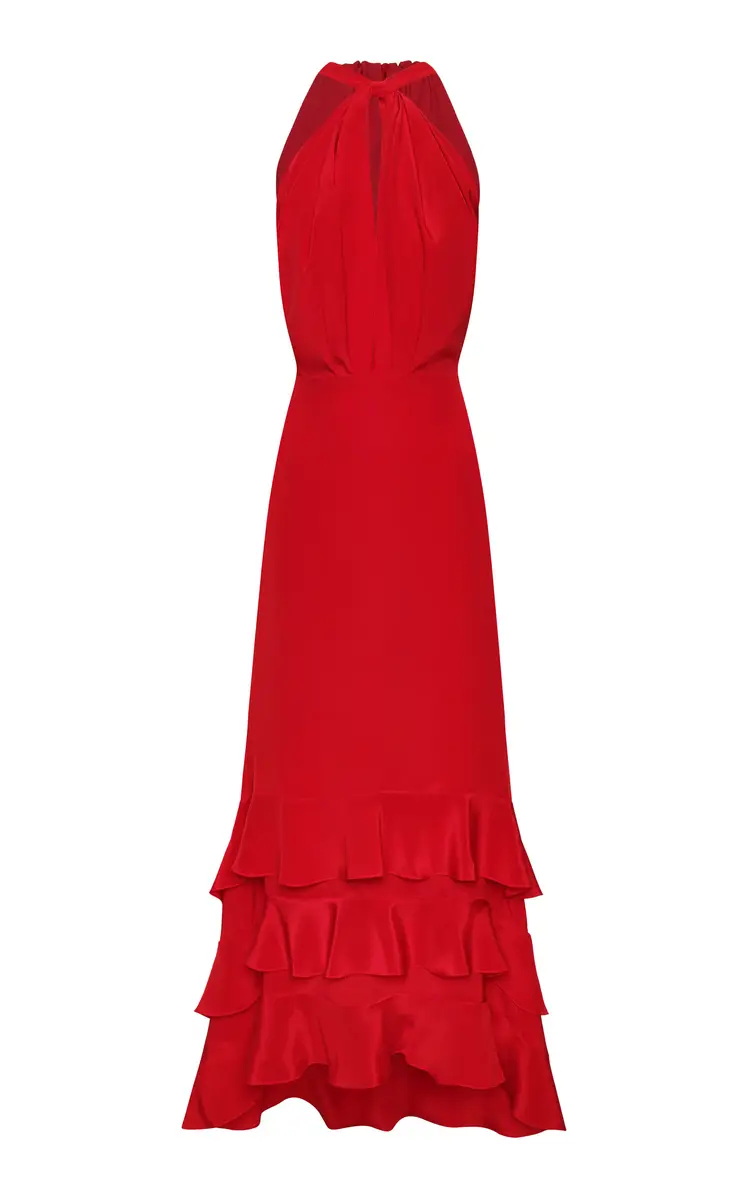 ANDRES OTALORA Vino de Palma Halter Silk Crepe De Chine Maxi Dress | Image 1 ANDRES OTALORA Vino de Palma Halter Silk Crepe De Chine Maxi Dress | Image 1