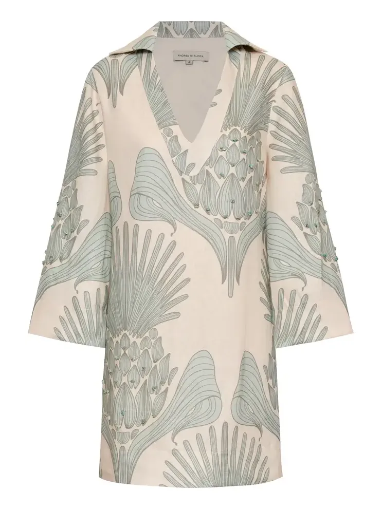 ANDRES OTALORA Aziza Mia Embroidered Linen Mini Tunic