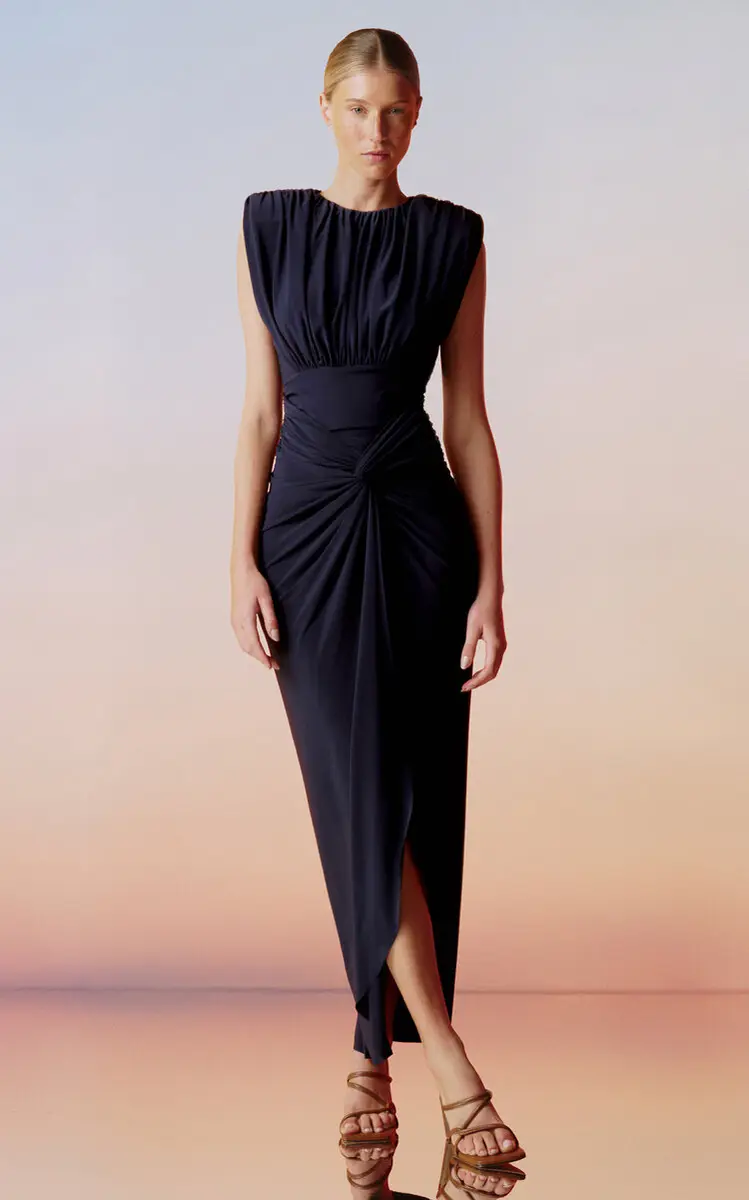 ANDRES OTALORA Zambea Draped Midi Dress | Thumbnail 2
