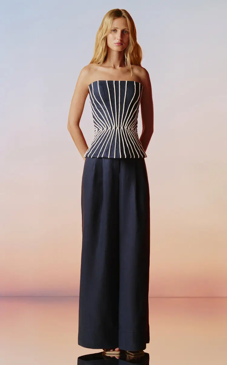 ANDRES OTALORA Silencio del Sol Embroidered Linen Top | Thumbnail 2