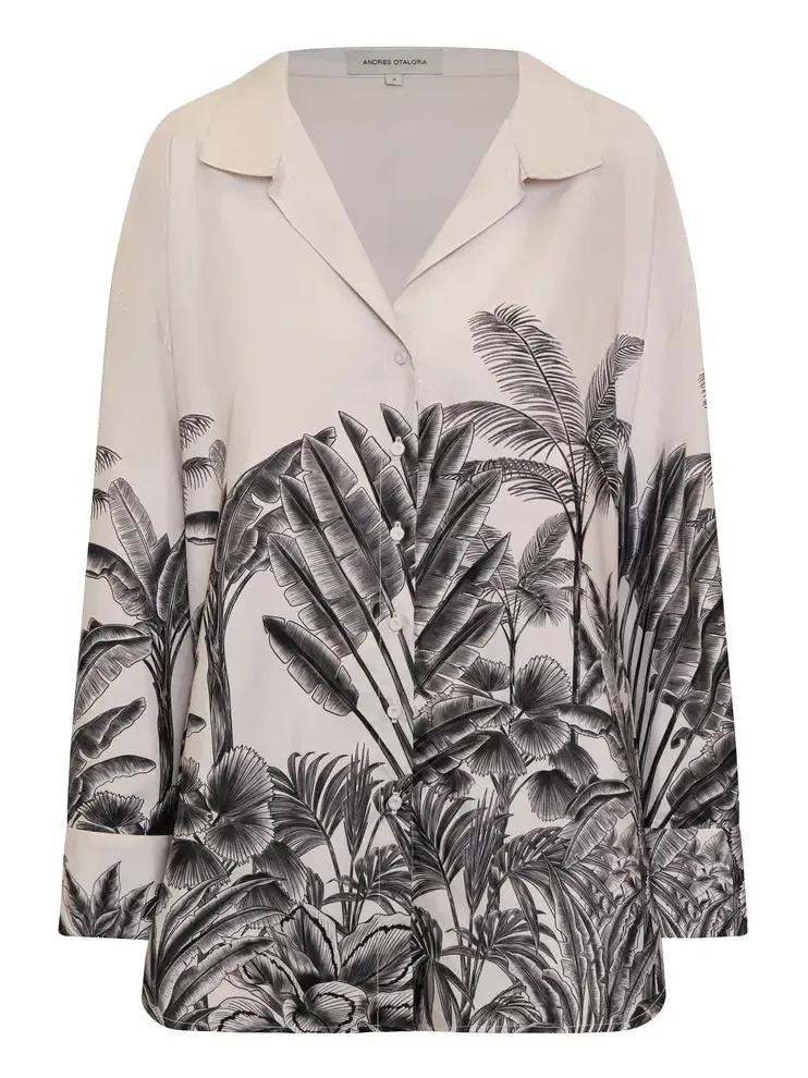 Un Tej Oversized Printed Linen Shirt Un Tej Oversized Printed Linen Shirt
