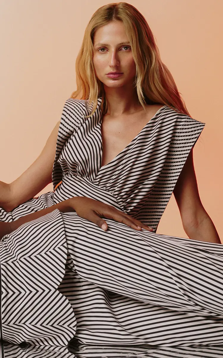 ANDRES OTALORA Gazelle Striped Stretch-Cotton Midi Dress | Thumbnail 2