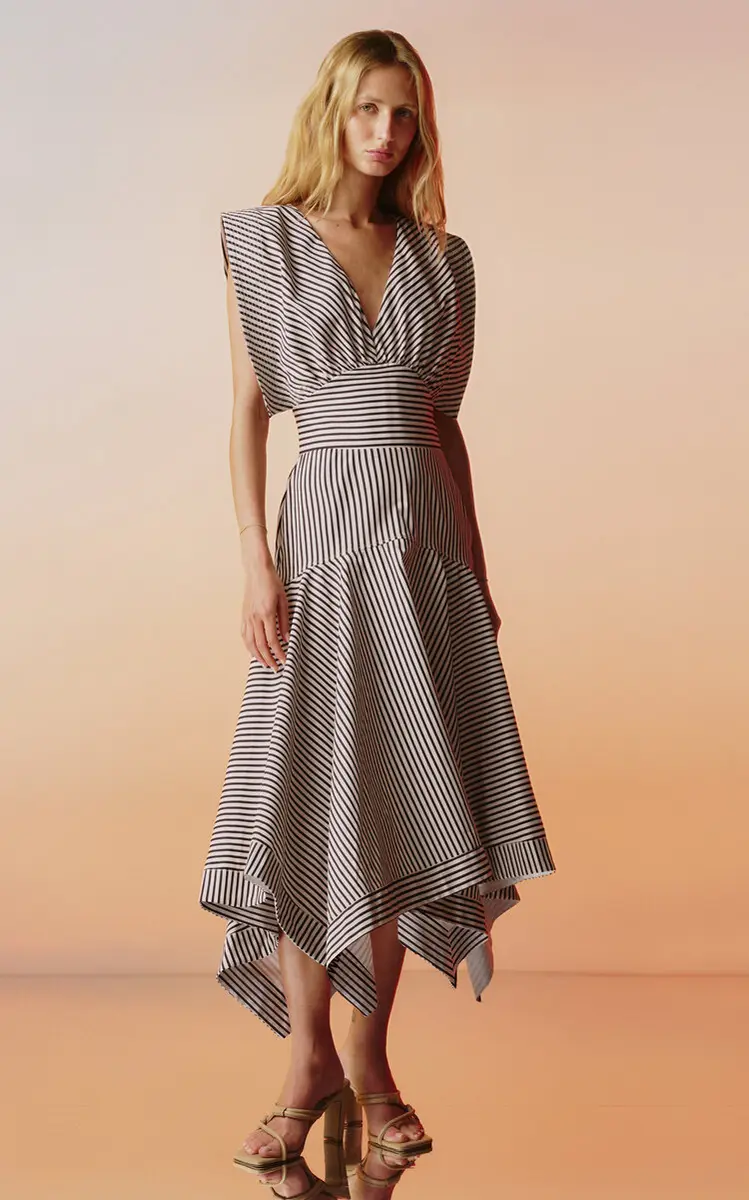 ANDRES OTALORA Gazelle Striped Stretch-Cotton Midi Dress | Thumbnail 4