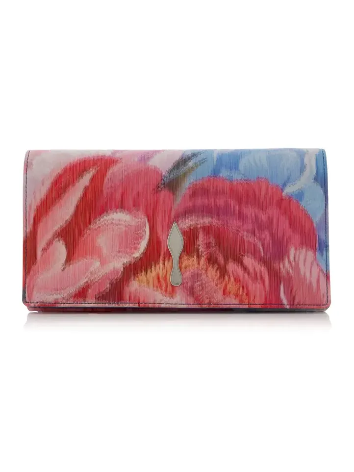 Bettina Peony-Printed Crepe Clutch Bettina Peony-Printed Crepe Clutch