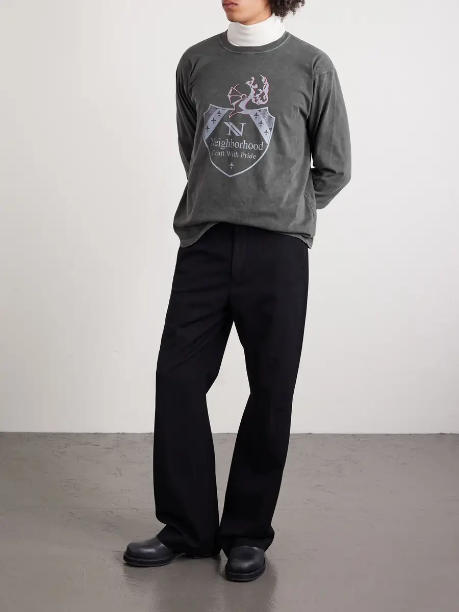 Neighborhood Logo-Print Pigment-Dyed Cotton-Jersey T-Shirt - Men | Thumbnail 2