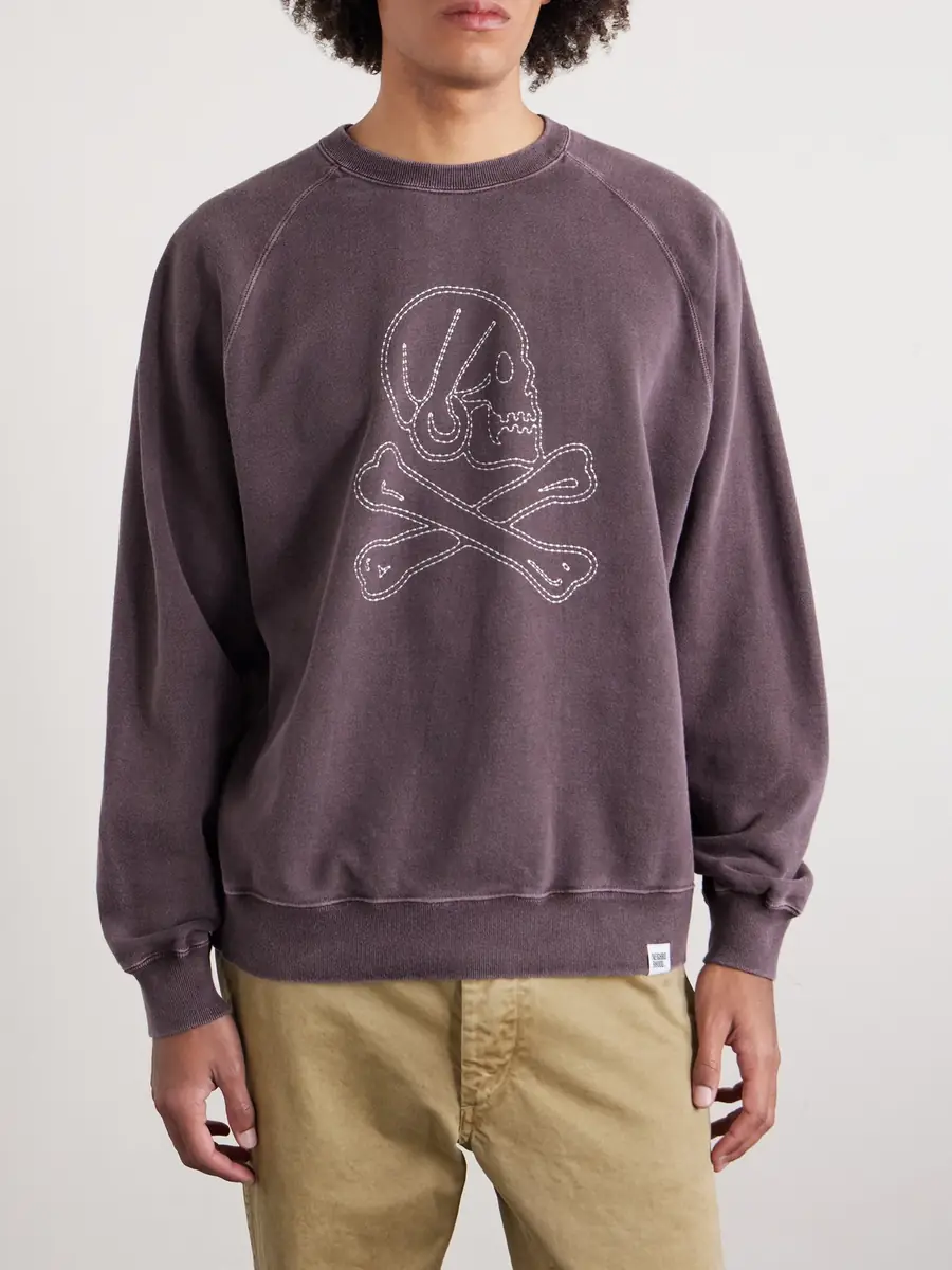 Neighborhood Embroidered Pigment-Dyed Cotton-Jersey Sweatshirt - Men | Thumbnail 3