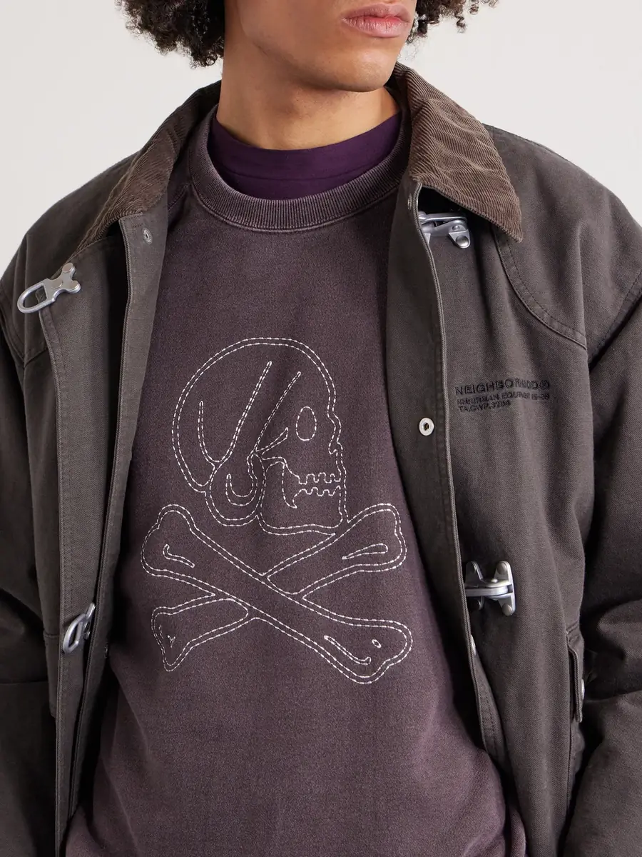 Neighborhood Embroidered Pigment-Dyed Cotton-Jersey Sweatshirt - Men | Thumbnail 5