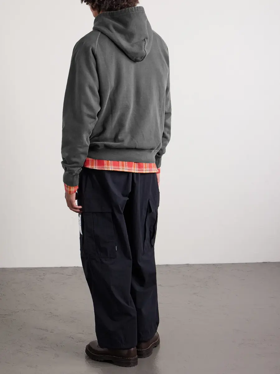 Neighborhood Logo-Embroidered Pigment-Dyed Cotton-Jersey Hoodie - Men | Thumbnail 4 Neighborhood Logo-Embroidered Pigment-Dyed Cotton-Jersey Hoodie - Men | Thumbnail 4