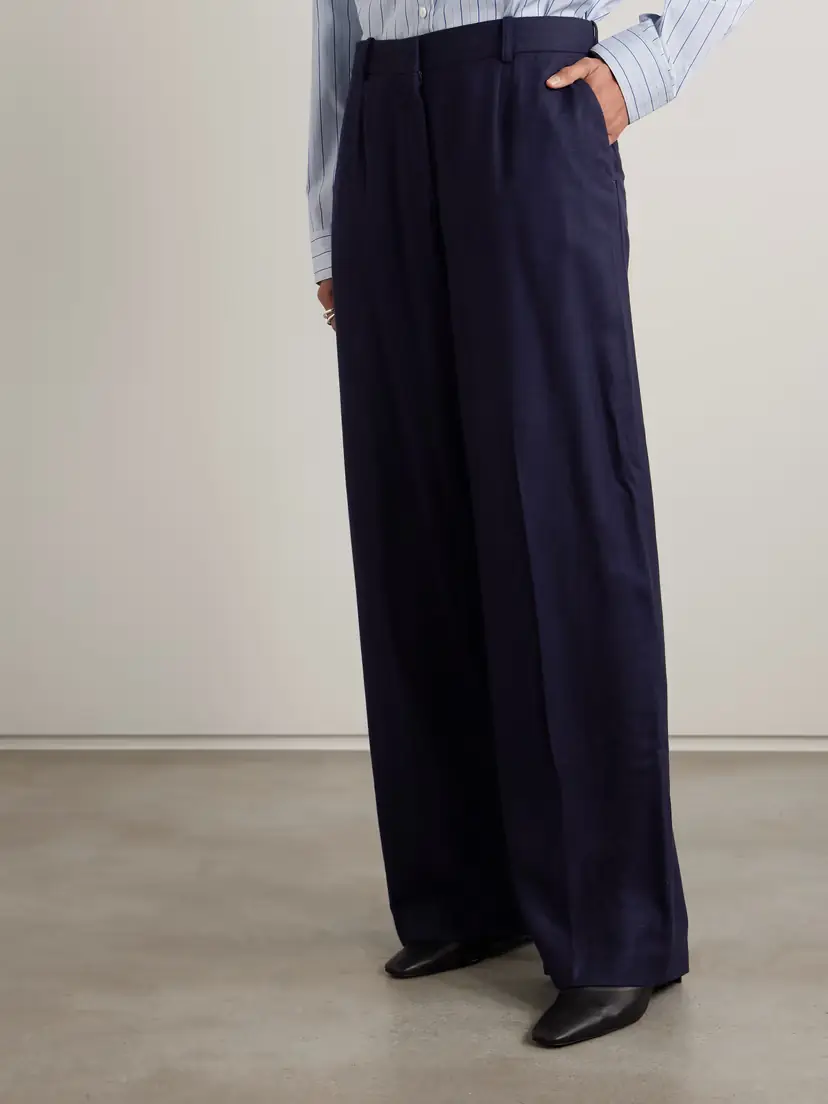 TOTEME Pleated Flannel Wide-leg Pants | Thumbnail 3