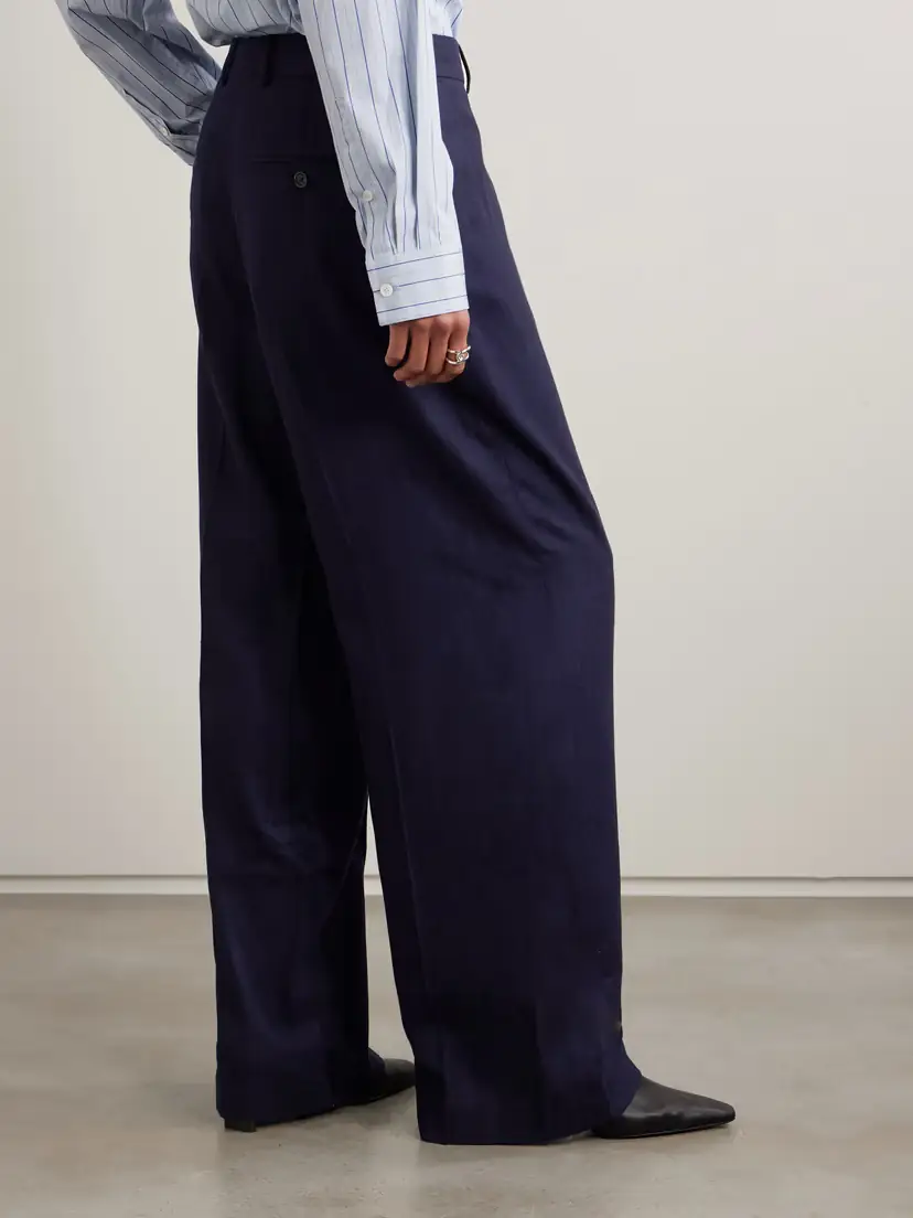 TOTEME Pleated Flannel Wide-leg Pants | Thumbnail 4