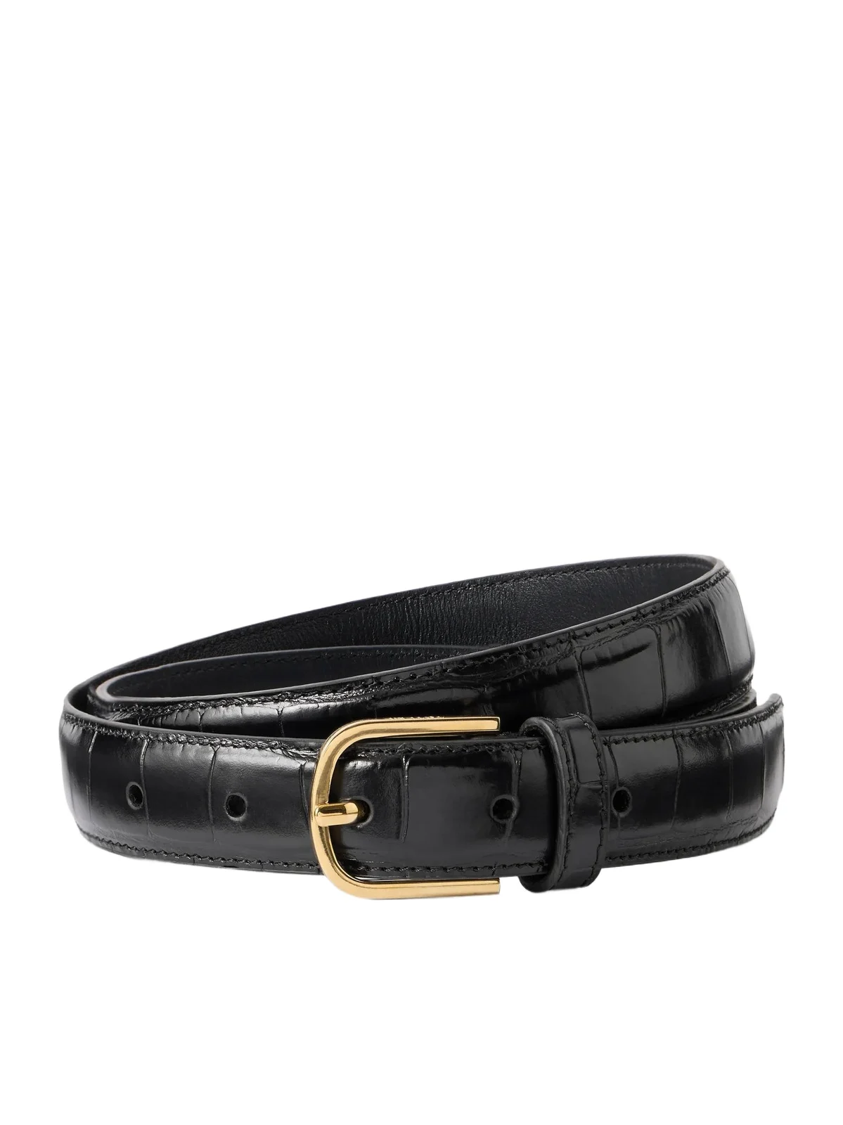 Croc-effect Leather Belt