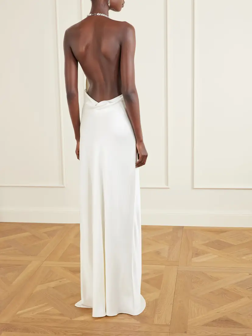 Stella McCartney Crystal-embellished Satin-crepe Halterneck Gown | Thumbnail 3 Stella McCartney Crystal-embellished Satin-crepe Halterneck Gown | Thumbnail 3