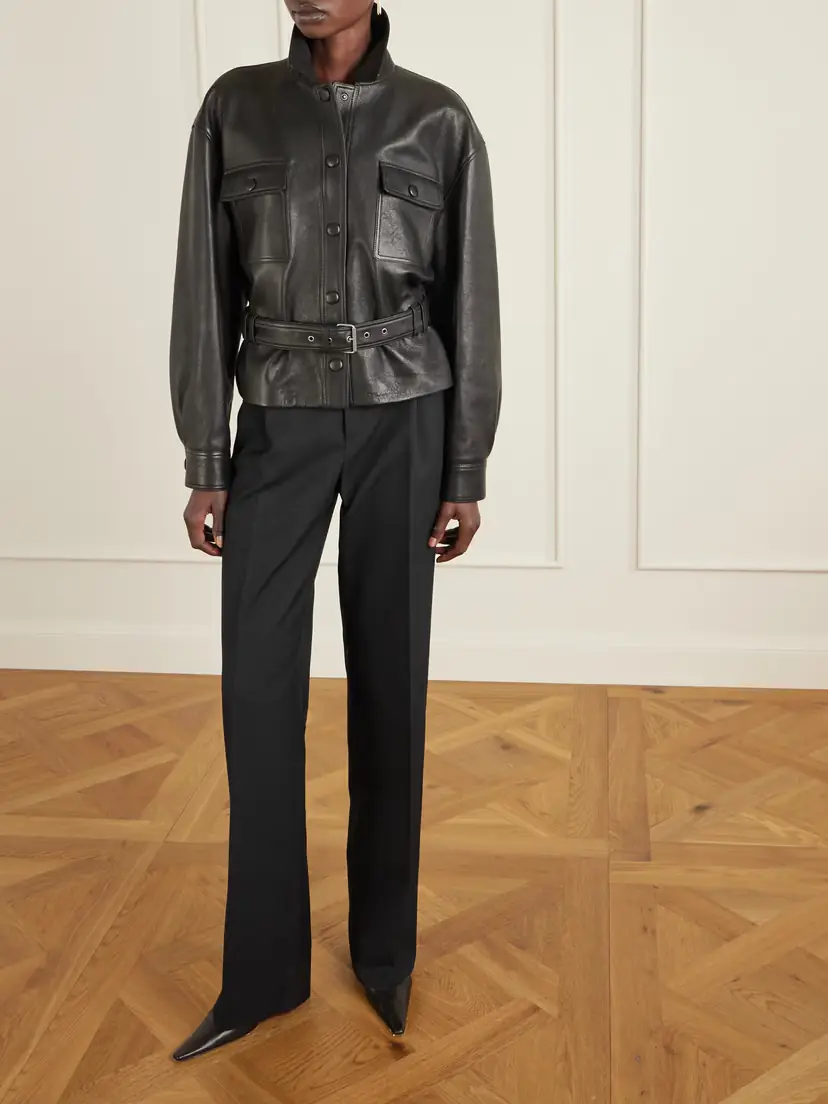 Saint Laurent Pleated Grain De Poudre Wool Straight-leg Pants | Thumbnail 2 Saint Laurent Pleated Grain De Poudre Wool Straight-leg Pants | Thumbnail 2