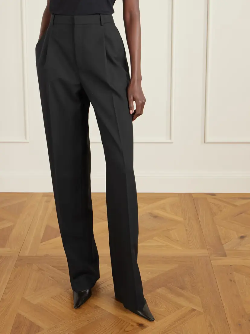 Saint Laurent Pleated Grain De Poudre Wool Straight-leg Pants | Thumbnail 3 Saint Laurent Pleated Grain De Poudre Wool Straight-leg Pants | Thumbnail 3