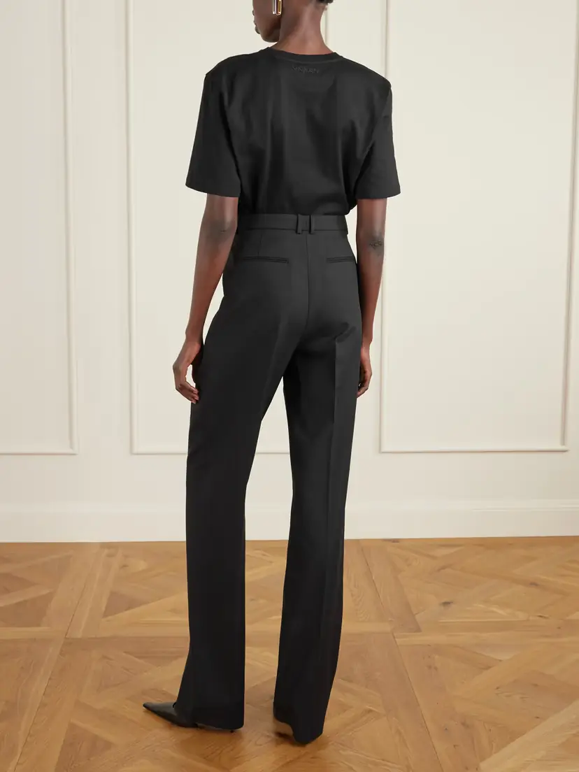 Saint Laurent Pleated Grain De Poudre Wool Straight-leg Pants | Thumbnail 4 Saint Laurent Pleated Grain De Poudre Wool Straight-leg Pants | Thumbnail 4