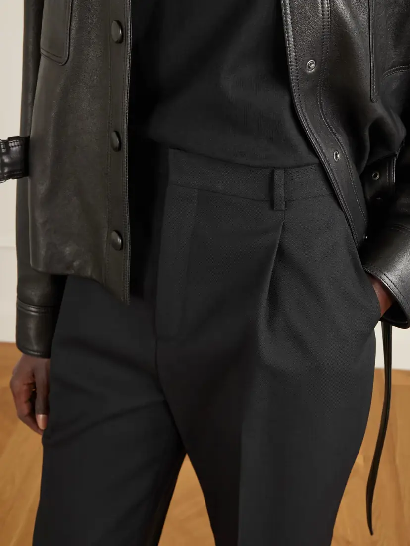 Saint Laurent Pleated Grain De Poudre Wool Straight-leg Pants | Thumbnail 5 Saint Laurent Pleated Grain De Poudre Wool Straight-leg Pants | Thumbnail 5