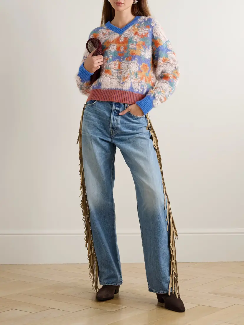 Mother Cropped Intarsia-knit Sweater | Thumbnail 2