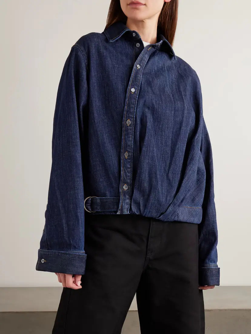 Loewe Belted Asymmetric Draped Denim Shirt | Thumbnail 3 Loewe Belted Asymmetric Draped Denim Shirt | Thumbnail 3