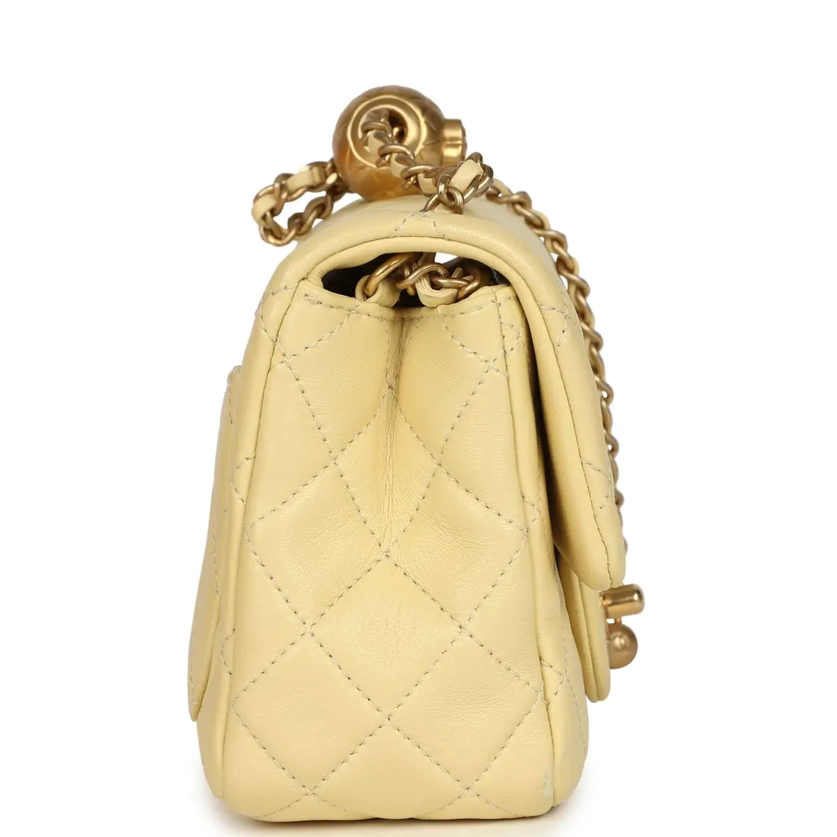 Chanel PENDING AUTH DONT LIST Pre-owned Chanel Mini Pearl Crush Square Flap Bag Yellow Lambskin Brushed Gold Hardware | Thumbnail 3 Chanel PENDING AUTH DONT LIST Pre-owned Chanel Mini Pearl Crush Square Flap Bag Yellow Lambskin Brushed Gold Hardware | Thumbnail 3