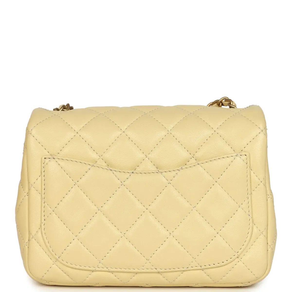 Chanel PENDING AUTH DONT LIST Pre-owned Chanel Mini Pearl Crush Square Flap Bag Yellow Lambskin Brushed Gold Hardware | Thumbnail 4 Chanel PENDING AUTH DONT LIST Pre-owned Chanel Mini Pearl Crush Square Flap Bag Yellow Lambskin Brushed Gold Hardware | Thumbnail 4