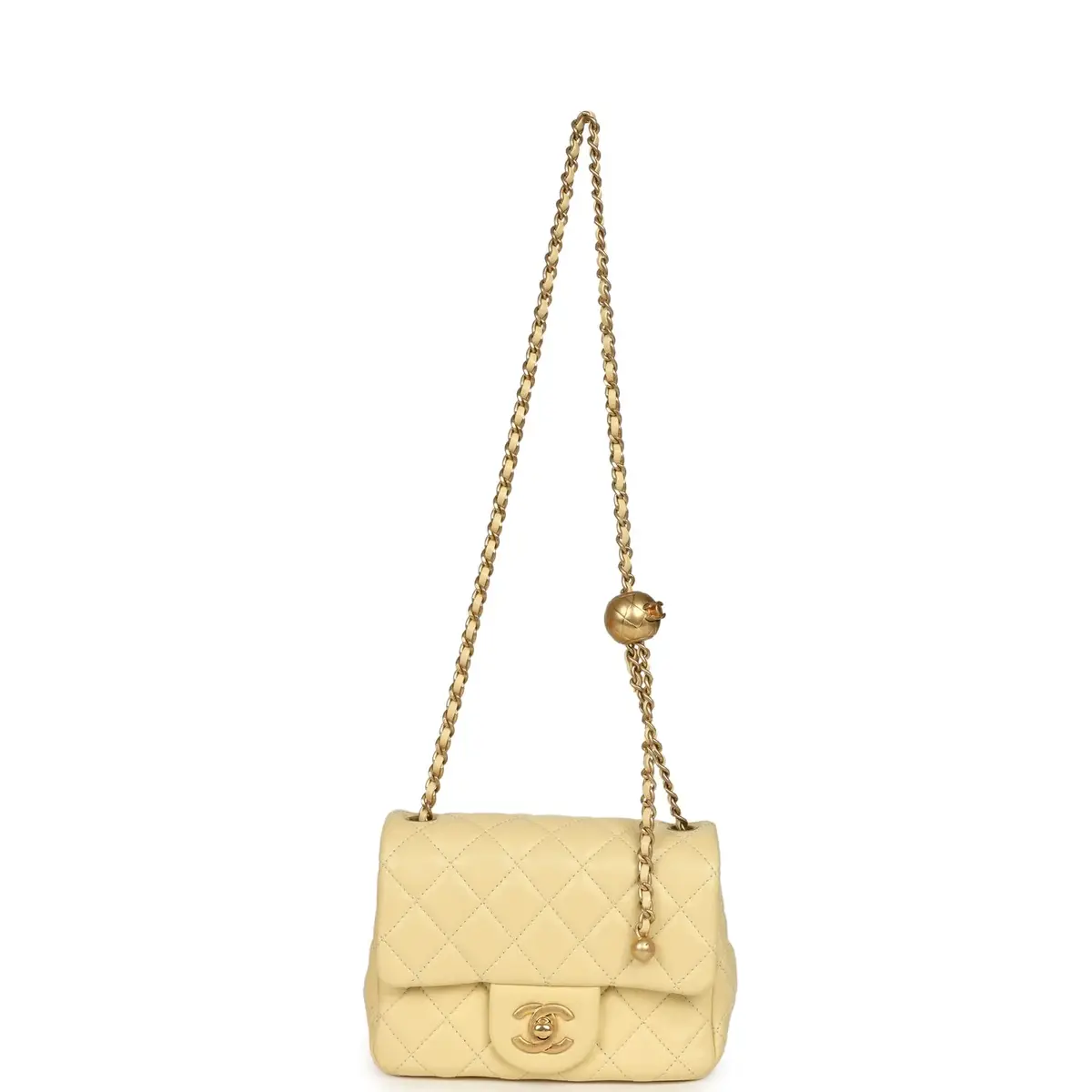 Chanel PENDING AUTH DONT LIST Pre-owned Chanel Mini Pearl Crush Square Flap Bag Yellow Lambskin Brushed Gold Hardware | Thumbnail 7 Chanel PENDING AUTH DONT LIST Pre-owned Chanel Mini Pearl Crush Square Flap Bag Yellow Lambskin Brushed Gold Hardware | Thumbnail 7
