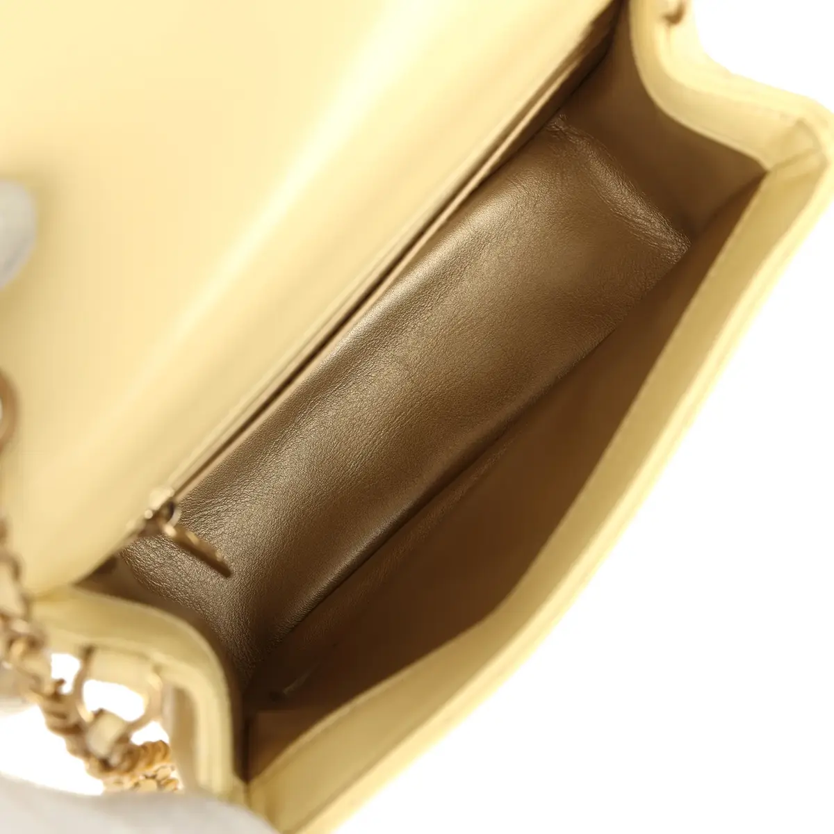 Chanel PENDING AUTH DONT LIST Pre-owned Chanel Mini Pearl Crush Square Flap Bag Yellow Lambskin Brushed Gold Hardware | Thumbnail 9 Chanel PENDING AUTH DONT LIST Pre-owned Chanel Mini Pearl Crush Square Flap Bag Yellow Lambskin Brushed Gold Hardware | Thumbnail 9