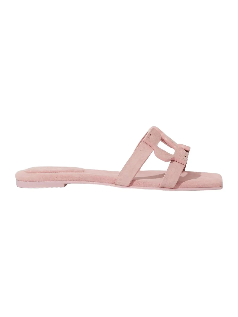 Simkhai Women's Monogrammed Cut-Out Suede Sandals