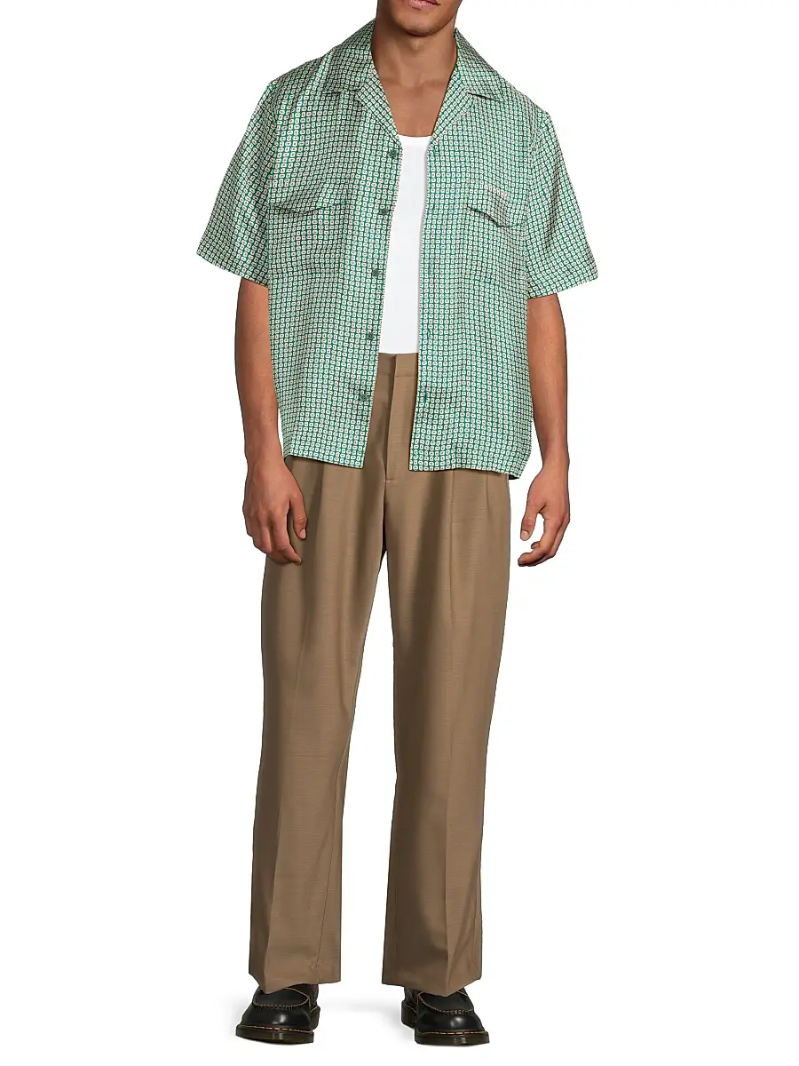 Simkhai Men's Clarke Printed Silk Shirt | Thumbnail 2 Simkhai Men's Clarke Printed Silk Shirt | Thumbnail 2