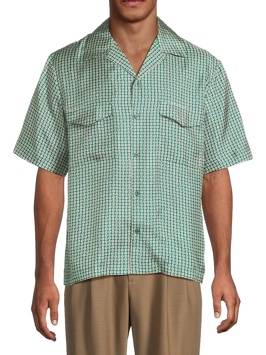 Simkhai Men's Clarke Printed Silk Shirt | Thumbnail 3 Simkhai Men's Clarke Printed Silk Shirt | Thumbnail 3