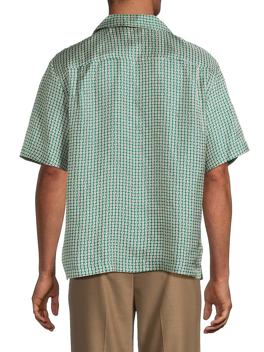 Simkhai Men's Clarke Printed Silk Shirt | Thumbnail 5 Simkhai Men's Clarke Printed Silk Shirt | Thumbnail 5