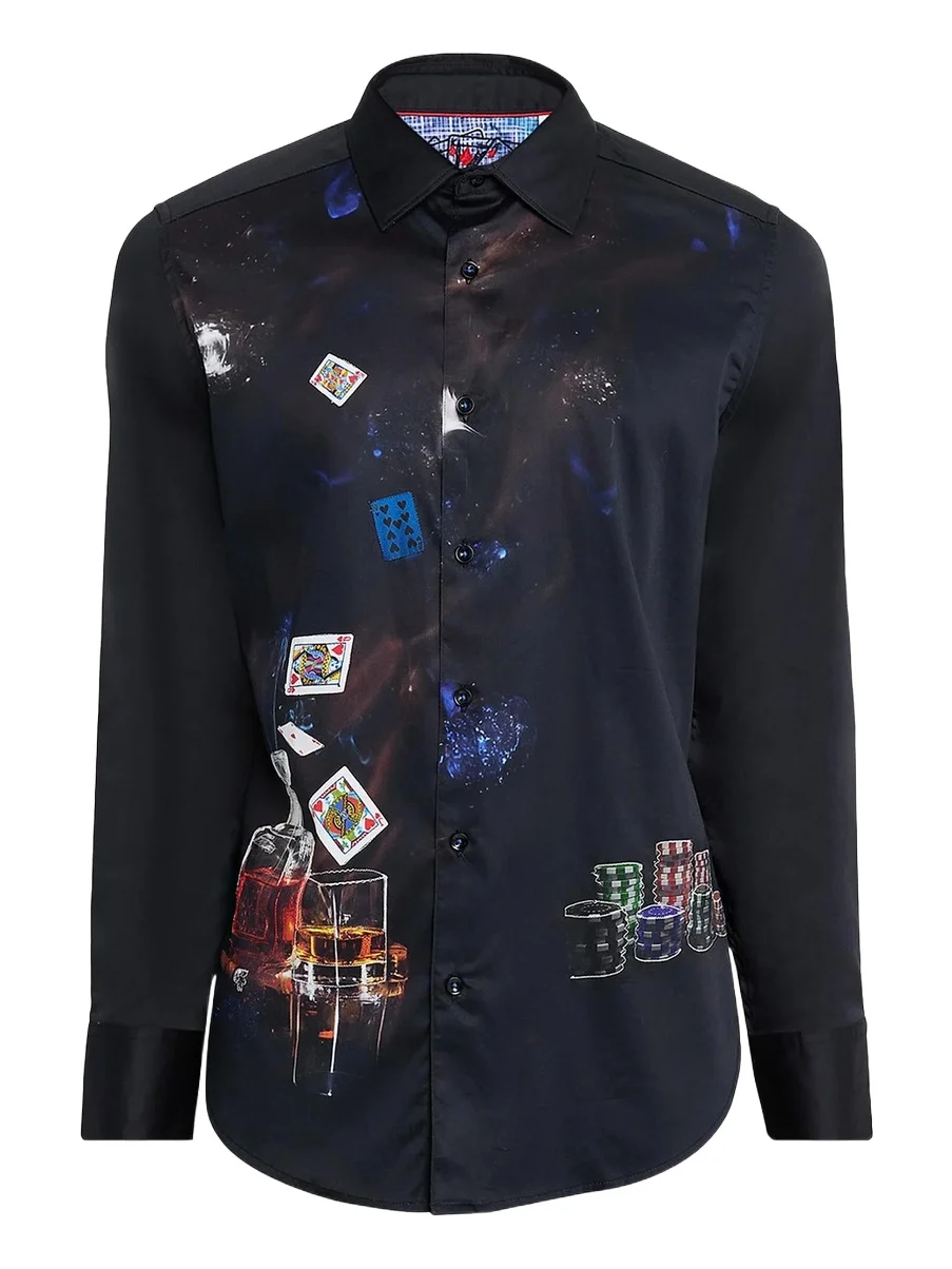 Men's Royal Flush Poker-Print Shirt Men's Royal Flush Poker-Print Shirt