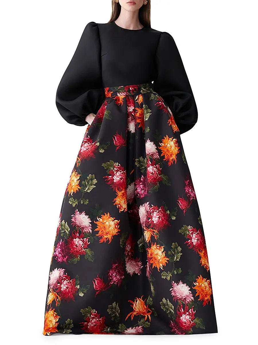 Carolina Herrera Women's Floral Faille Ball Skirt | Thumbnail 2 Carolina Herrera Women's Floral Faille Ball Skirt | Thumbnail 2