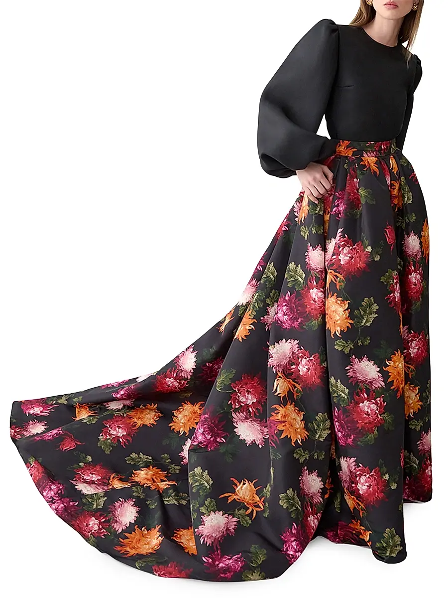 Carolina Herrera Women's Floral Faille Ball Skirt | Thumbnail 3 Carolina Herrera Women's Floral Faille Ball Skirt | Thumbnail 3