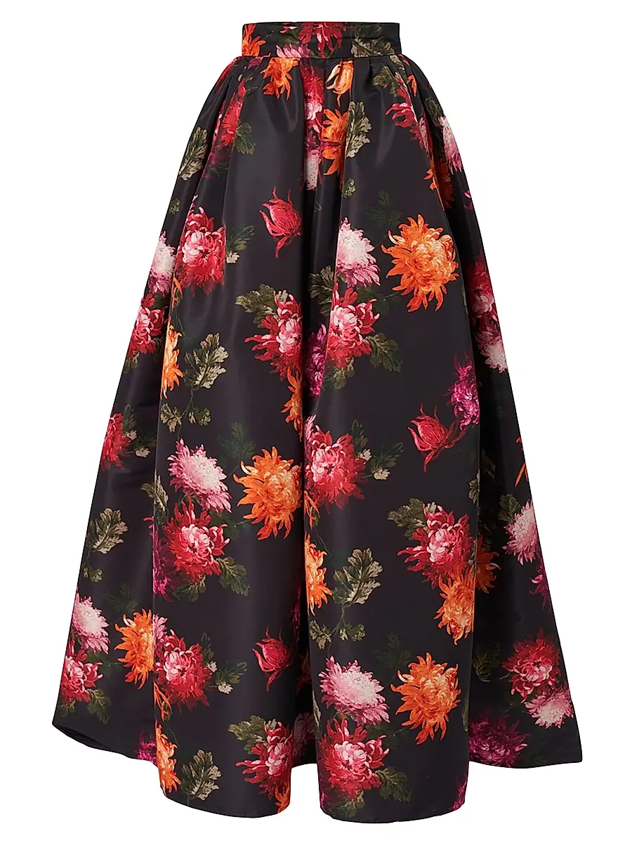 Carolina Herrera Women's Floral Faille Ball Skirt - Black Multi | Image 1 Carolina Herrera Women's Floral Faille Ball Skirt - Black Multi | Image 1
