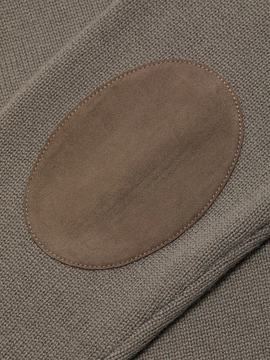 Frame Men's Suede Elbow-Patch Wool-Cashmere Crewneck Sweater - Light Taupe | Thumbnail 7 Frame Men's Suede Elbow-Patch Wool-Cashmere Crewneck Sweater - Light Taupe | Thumbnail 7