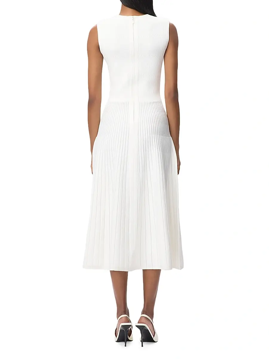 Hervé Léger Women's Cassia Pointelle-Knit Midi-Dress - Alabaster | Thumbnail 3