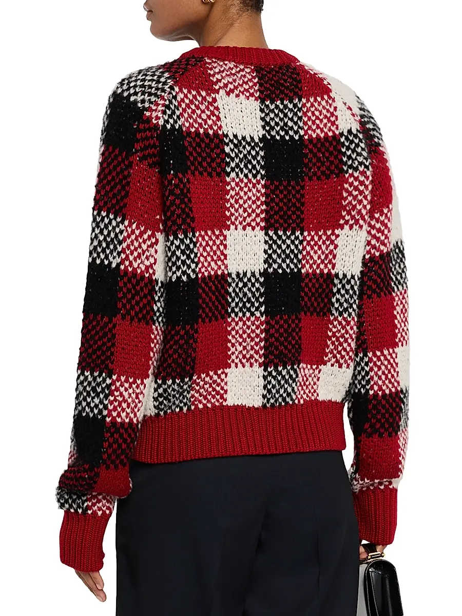 Guest in Residence Women's Plaid Cashmere-Blend Cardigan - Ruby Combo | Thumbnail 4 Guest in Residence Women's Plaid Cashmere-Blend Cardigan - Ruby Combo | Thumbnail 4