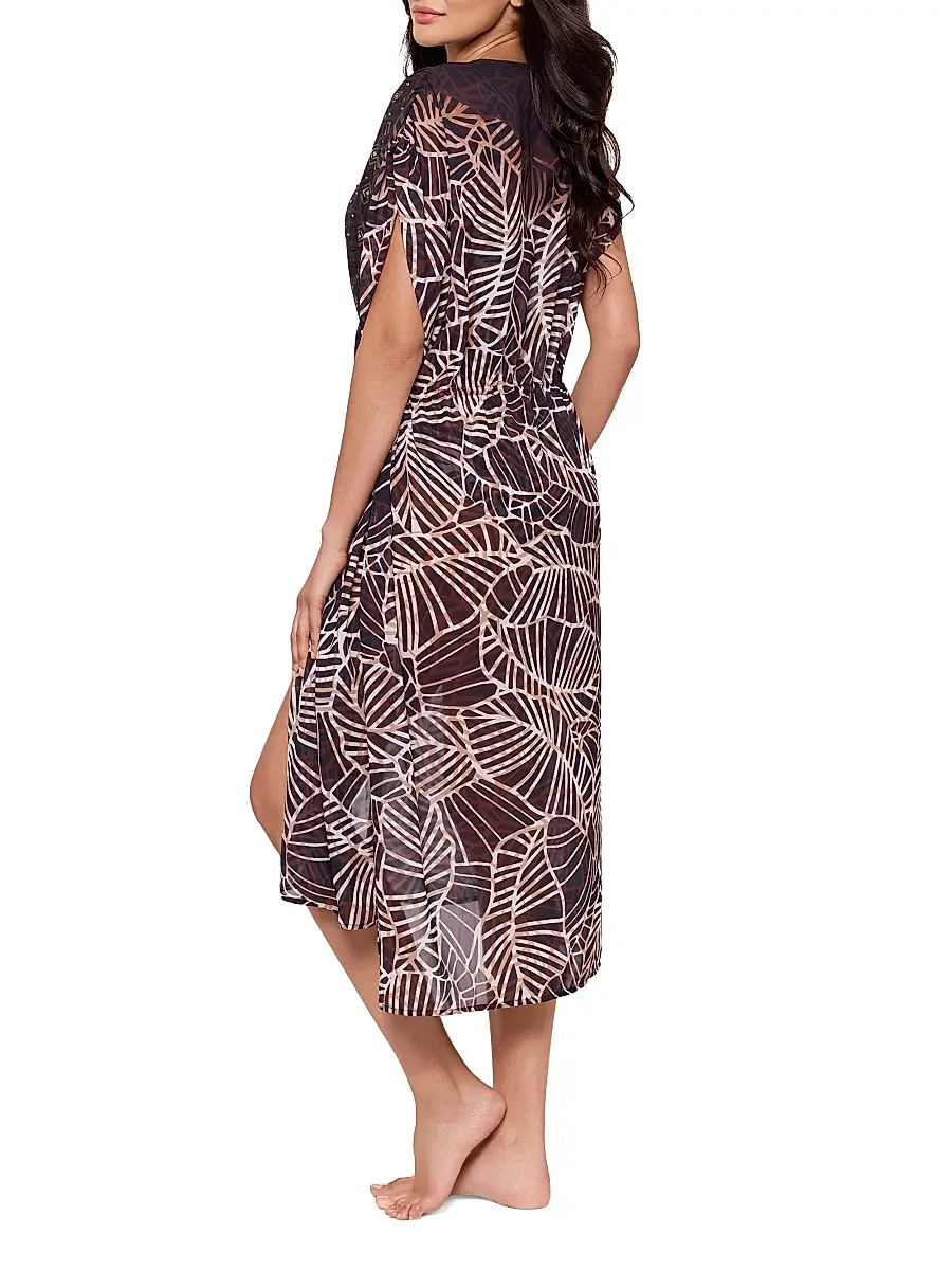 Miraclesuit Swim Women's Lets Be Fronds Leaf-Print Kimono-Style Cover-Up | Thumbnail 3 Miraclesuit Swim Women's Lets Be Fronds Leaf-Print Kimono-Style Cover-Up | Thumbnail 3