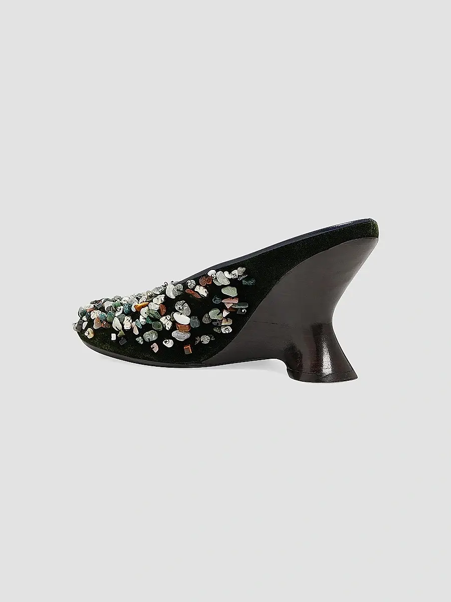 Dries Van Noten Women's 90MM Stone-Embellished Velvet Mules | Thumbnail 2 Dries Van Noten Women's 90MM Stone-Embellished Velvet Mules | Thumbnail 2