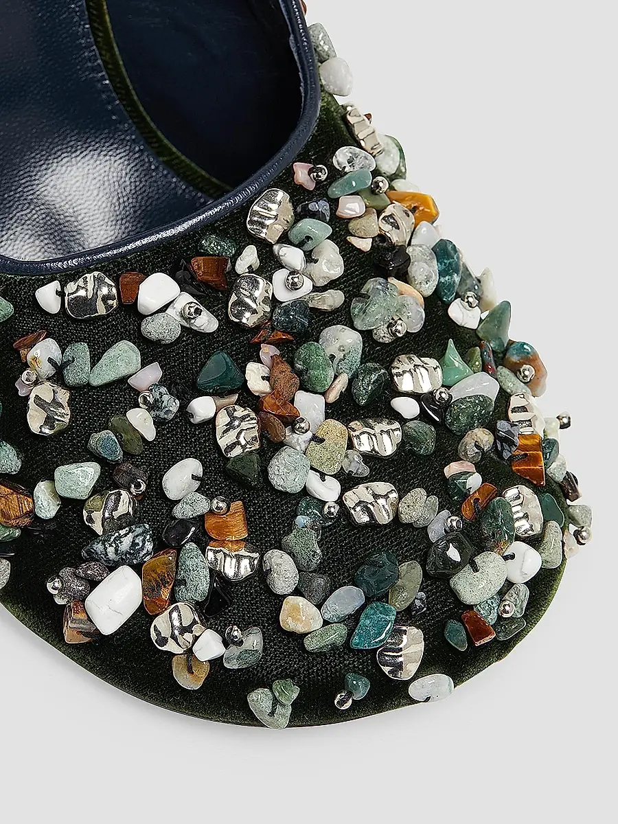 Dries Van Noten Women's 90MM Stone-Embellished Velvet Mules | Thumbnail 3 Dries Van Noten Women's 90MM Stone-Embellished Velvet Mules | Thumbnail 3